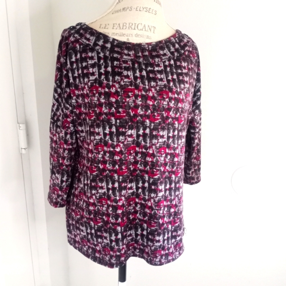 AB STUDIO Purple and Black Geometric printed Top Sz L